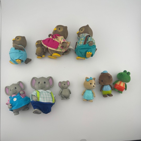 Li'l Woodzeez Other - Lil Woodzeez Animal Figurine Lot Owls Elephants Frog Bear Cat 10pc